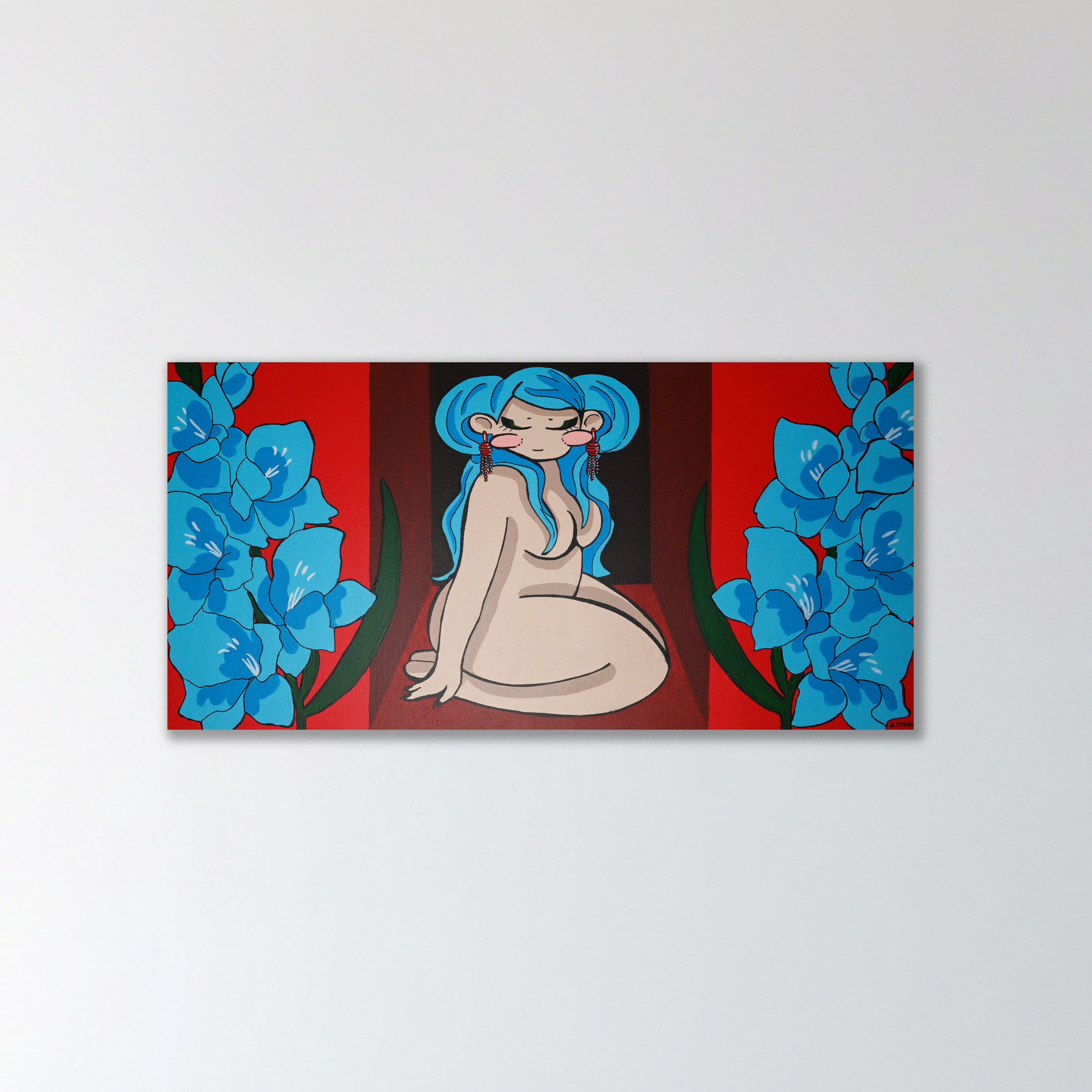 Inner Garden — Mixed media on canvas, 40 × 80 cm, 2025. Artwork by A.RMNV.A